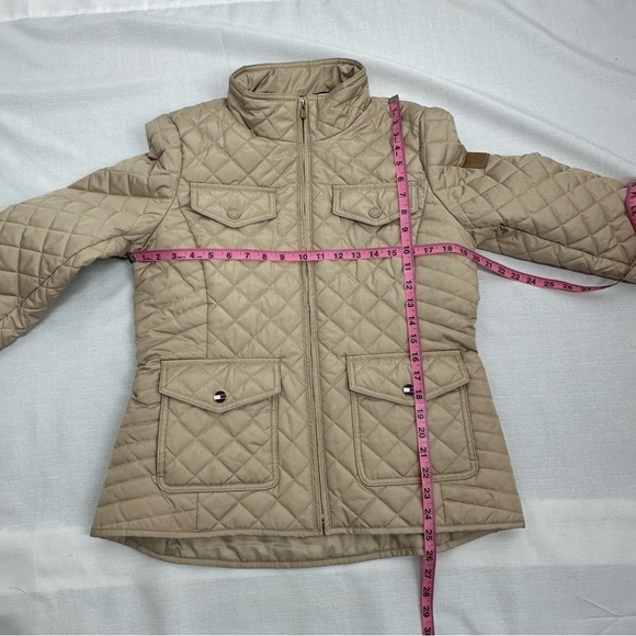 Tommy Hilfiger Women's Size Medium Beige Diamond Quilted Barn Jacket - Picture 12 of 16